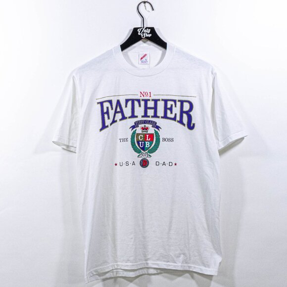 Number 1 Father Club T-Shirt Large VTG 90s Dad Joke Funny - Picture 1 of 7